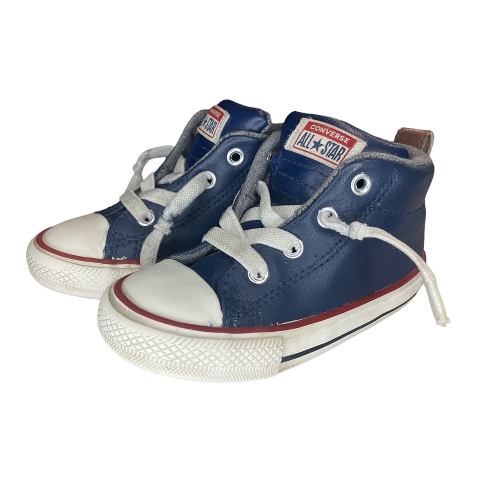 Converse Cortez All Star Junior Street Blue Leather Shoes Toddler Size 7